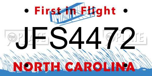 JFS4472 North Carolina License Plate