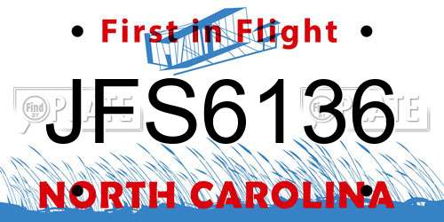 JFS6136 North Carolina License Plate
