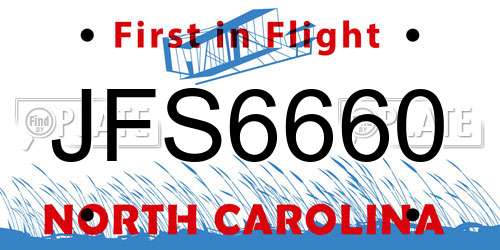 JFS6660 North Carolina License Plate