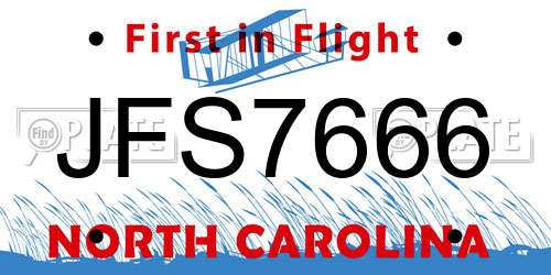 JFS7666 North Carolina License Plate