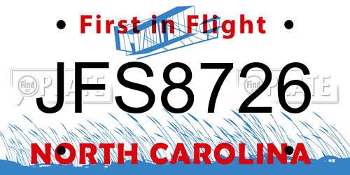 JFS8726 North Carolina License Plate