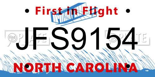 JFS9154 North Carolina License Plate