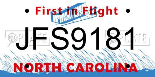 JFS9181 North Carolina License Plate