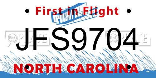 JFS9704 North Carolina License Plate