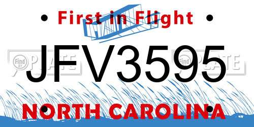 JFV3595 North Carolina License Plate