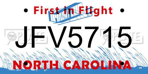 JFV5715 North Carolina License Plate