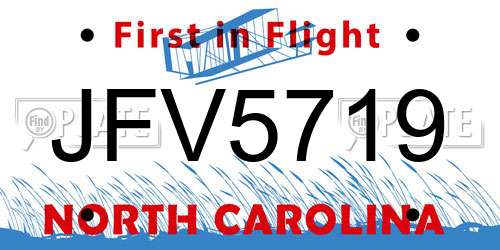 JFV5719 North Carolina License Plate