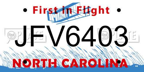 JFV6403 North Carolina License Plate