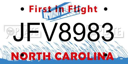 JFV8983 North Carolina License Plate