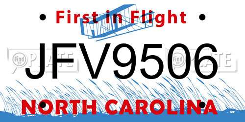 JFV9506 North Carolina License Plate