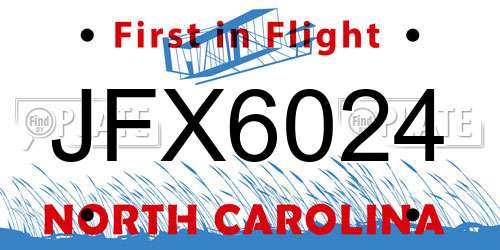 JFX6024 North Carolina License Plate