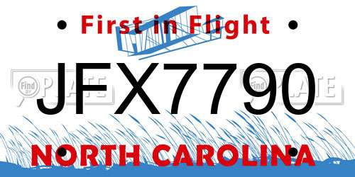 JFX7790 North Carolina License Plate