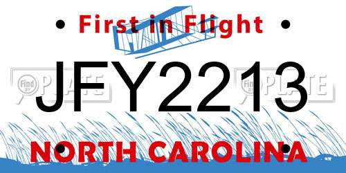 JFY2213 North Carolina License Plate