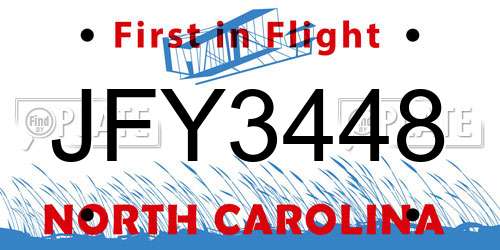 JFY3448 North Carolina License Plate