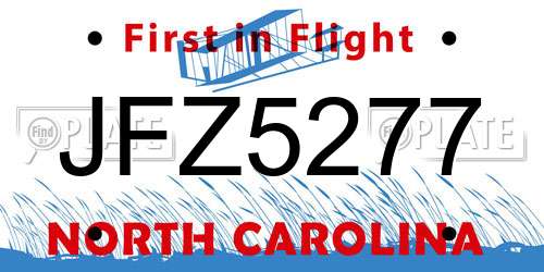 JFZ5277 North Carolina License Plate