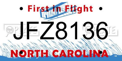 JFZ8136 North Carolina License Plate