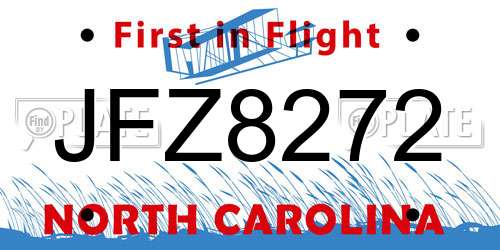 JFZ8272 North Carolina License Plate