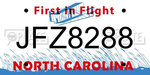 JFZ8288 North Carolina License Plate