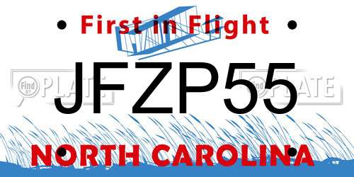JFZP55 North Carolina License Plate