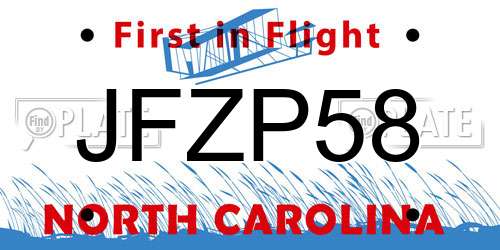 JFZP58 North Carolina License Plate