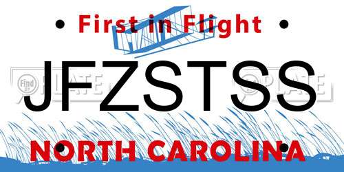 JFZSTSS North Carolina License Plate