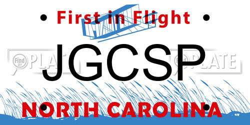 JGCSP North Carolina License Plate