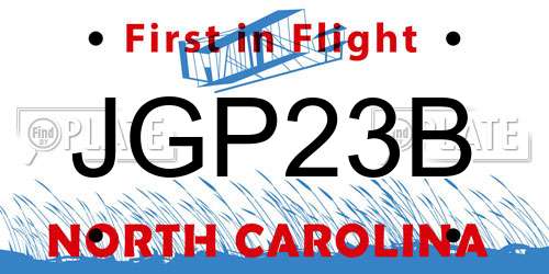 JGP23B North Carolina License Plate