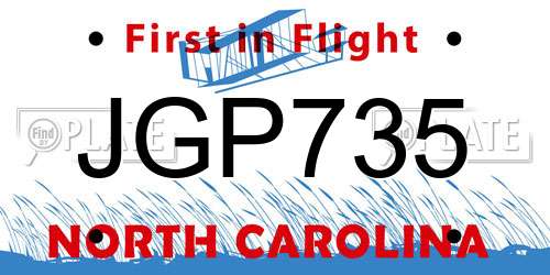 JGP735 North Carolina License Plate