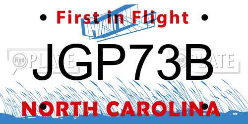 JGP73B North Carolina License Plate
