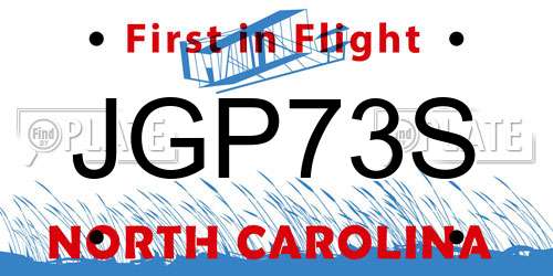 JGP73S North Carolina License Plate