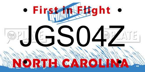 JGS04Z North Carolina License Plate