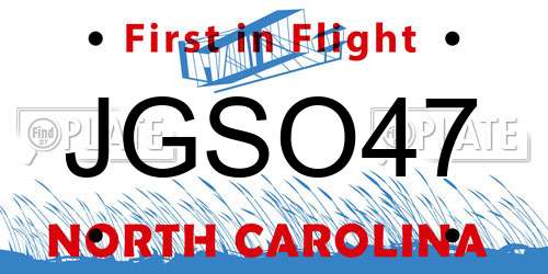 JGSO47 North Carolina License Plate