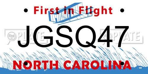 JGSQ47 North Carolina License Plate