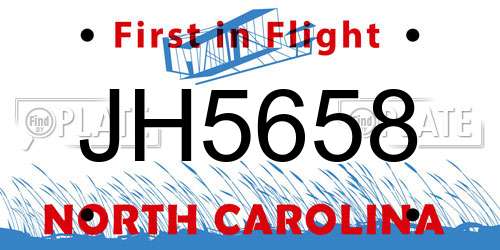 JH5658 North Carolina License Plate