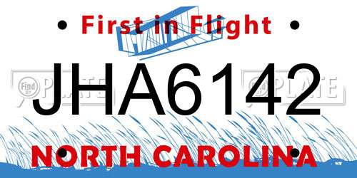 JHA6142 North Carolina License Plate