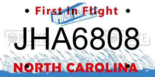 JHA6808 North Carolina License Plate