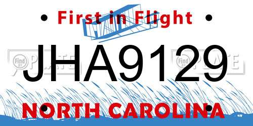 JHA9129 North Carolina License Plate