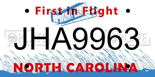 JHA9963 North Carolina License Plate