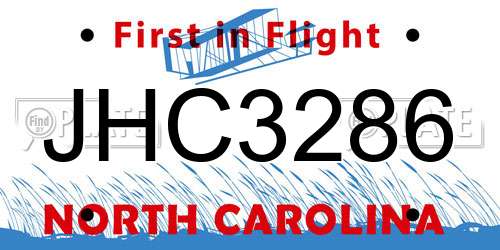 JHC3286 North Carolina License Plate