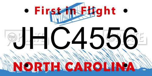 JHC4556 North Carolina License Plate