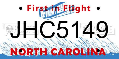 JHC5149 North Carolina License Plate