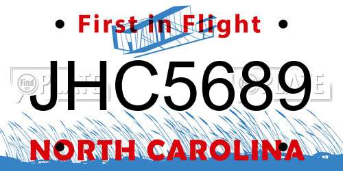 JHC5689 North Carolina License Plate