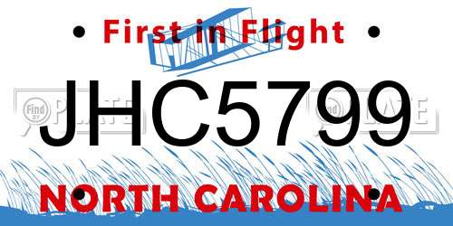 JHC5799 North Carolina License Plate