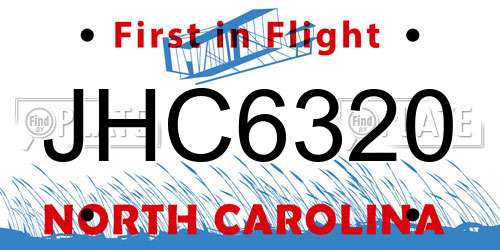 JHC6320 North Carolina License Plate