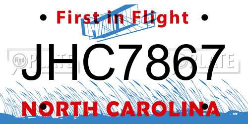 JHC7867 North Carolina License Plate