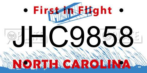 JHC9858 North Carolina License Plate