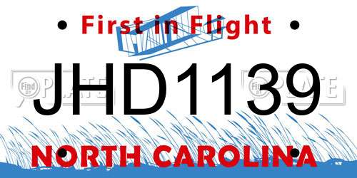 JHD1139 North Carolina License Plate