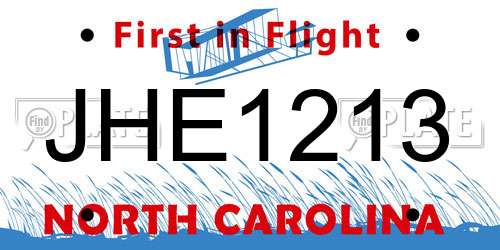 JHE1213 North Carolina License Plate