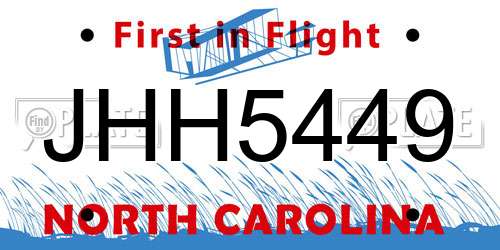 JHH5449 North Carolina License Plate