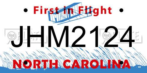 JHM2124 North Carolina License Plate